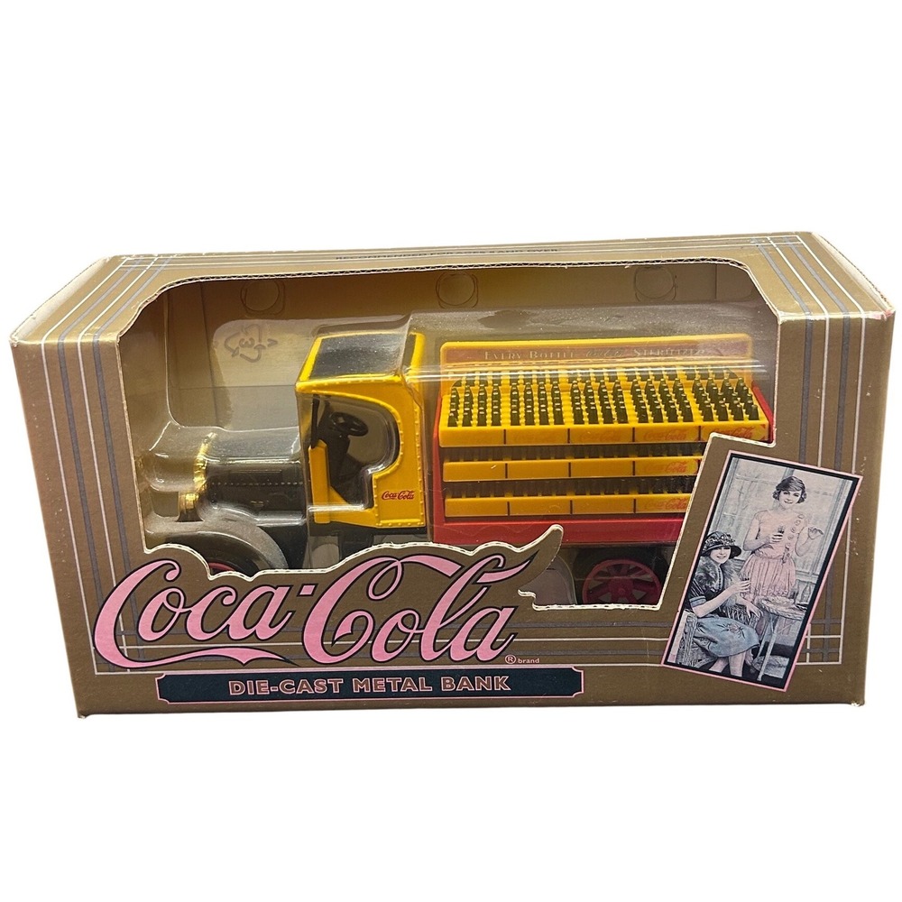 Coca-Cola Die-Cast Metal Bank 1994 Ertl Kenworth Delivery Truck Yellow Red B397